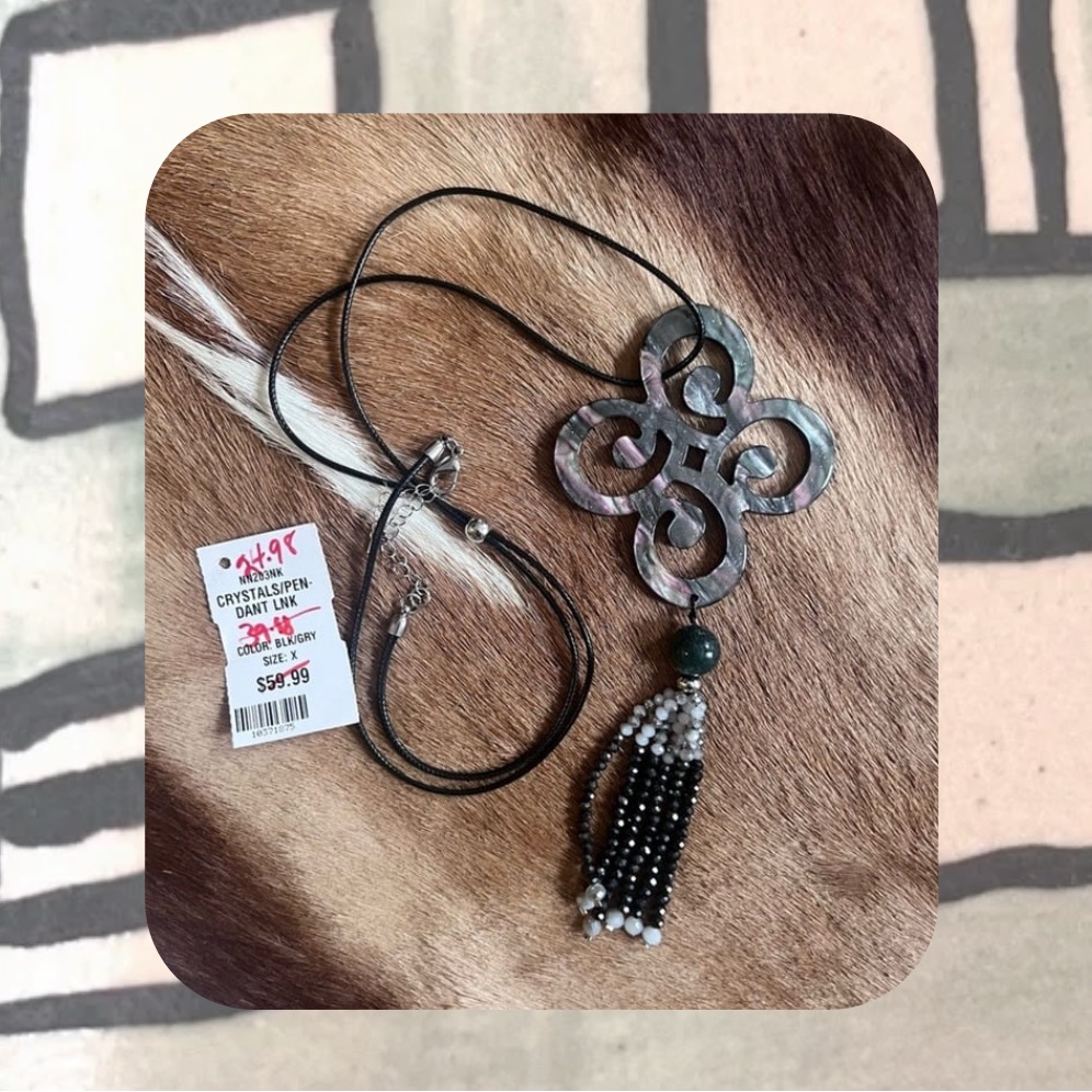 Abstract Boho Statement Necklace With Beaded Crystal Fringes